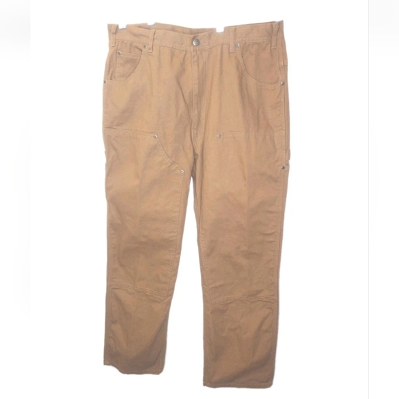 USA Work Wear Five Brother Double Knee Carpenter Pants Men 36 X 32 Brown Canvas